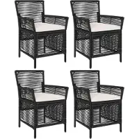 vidaXL Tuinstoel, 4 stuks, zwart en crème, van polyrotan