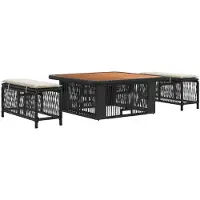 vidaXL Tuin Eettafel Set 3 st Beige en Crème poly rattan