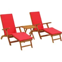 vidaXL Ligstoel die kan leunen en vouwen 3 pcs Rood