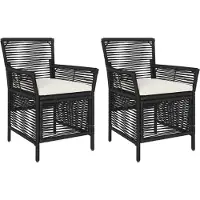 vidaXL Buitenzit met kussen 2 pcs Zwart en Crème poly rattan