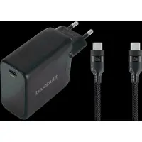 BlueBuilt 100W GaN Usb C Oplader Zwart + Usb C Kabel 240W 2m Nylon Zwart