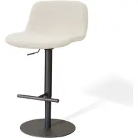 Nolon Niva-Mats Draaibare Tulp Barkruk Cottonbeige - Verstelbaar - Mat Zwart Onderstel - Stoffen - Scandinavisch -Barstoel