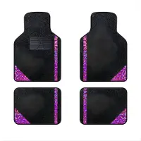 Happiq 4 stuks Auto Vloermatten – Voor auto's (Universele Tapijt) – Volledige Set – Auto Voet Pads – Zwart en Roze Rood