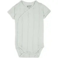 Lodger Romper met korte mouwen - Pointelle - Bruin - Maat 62 - bio katoen - Overslag romper