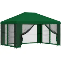 vidaXL Tuinpaviljoen met zijwanden, 4 x 3 meter, groen