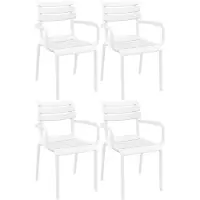 CLP Paris Set van 4 tuinstoelen - armleuningen - stapelbaar - kunststof - wit