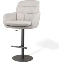 Nolon Niva-Mia Draaibare Tulp Barkruk Beige - Verstelbaar - Mat Zwart Onderstel - Barstoel - Comfortabel - Stoffen - Armleuning