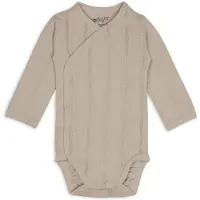 Lodger Romper met lange mouwen - Pointelle - Bruin - Maat 50 - bio katoen - Overslag romper