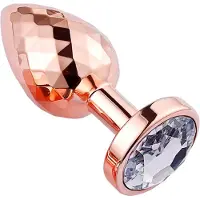 PLGZ - Diamond Facets Anaal Plug - Rosé Goud met Transparante Siersteen