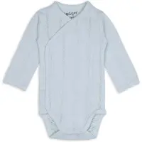 Lodger Romper met lange mouwen - Pointelle - Blauw - Maat 62 - bio katoen - Overslag romper