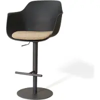 Nolon Niva-Liz Draaibare Tulp Barkruk Zwart Met Nougatbruin Zitkussen - Verstelbaar - Mat Zwart Onderstel - Modern - Armleuning