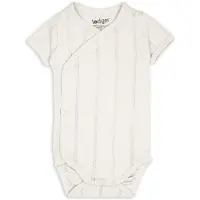 Lodger Romper met korte mouwen - Pointelle - Wit - Maat 56 - bio katoen - Overslag romper