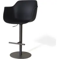 Nolon Niva-Puk Draaibare Tulp Barkruk Zwart - Verstelbaar - Mat Zwart Onderstel - Japandi - Comfortabel - Barstoel - Armleuning
