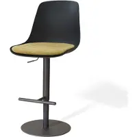 Nolon Niva-Liv Draaibare Tulp Barkruk Zwart Met Warm Oker Zitkussen - Verstelbaar - Mat Zwart Onderstel - Barstoel - Comfortabel