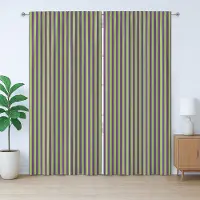 Abakuhaus Vintage Rustiek Gordijn, Blauw, Groen, Opvallende Strepen, Gordijn met Plooiing, Lusjes en Haken, 280 x 260 cm, Koningsblauw Limegroen