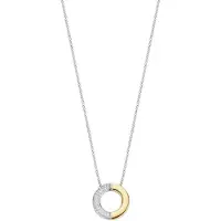 Ti sento Dames Ketting - 925 zilver - Zirkonia met geel verguld - Maat 42 - 34120ZY