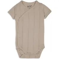 Lodger Romper met korte mouwen - Pointelle - Groen - Maat 56 - bio katoen - Overslag romper