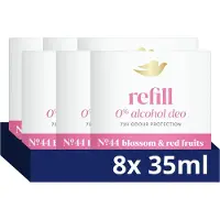 Dove 0% Alcohol Refillable Deodorant - No. 44 Blossom & Red Fruits - beschermt tot 72 uur tegen zweet en lichaamsgeur - 8 x 35 ml