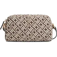 Tommy Hilfiger Schoudertas 'TH Monogram Camera' crème / donkerbruin