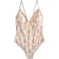 Next Badpak lichtbeige / groen / oranje / oudroze