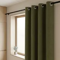 Fresh & Co Gordijnen 100% Verduisterend - Ringen - Olijfgroen 150 x