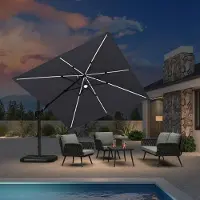 PURPLE LEAF Vierkant Parasol – 360° Draaibaar - Ingebouwde LED-verlichting – UV50+ - Windbestendig - Stijlvolle Zweefparasol