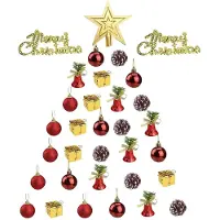 Unyqoos Complete set van 33 mini-kerstballen in rood en goud voor feestelijke decoratie