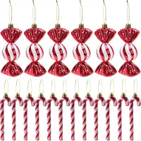 Unyqoos Set van 18 Kerstboomdecoraties met Suikerstok Design en Glittereffect