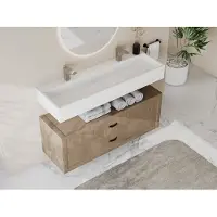 Vente-unique Zwevend wastafelblad solid surface - Wit - L120 x B40 x H15 cm - YAMDROK
