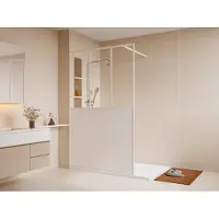 Vente-unique Italiaanse douchewand met werkplaatsstijl - Mat wit - 120 x 200 cm - URBANIK