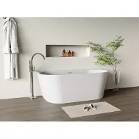 Vente-unique Half losstaand bad - 230L - 160 x 75 x 58 cm - Mat wit - Acryl - AMOBIA