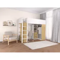 Vente-unique Hoogslaper hout natuurlijk licht 90 x 190 cm