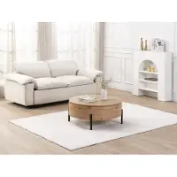 Vente-unique Salontafel met draaibaar blad en opbergruimte van MDF - Naturel - YEMELIA