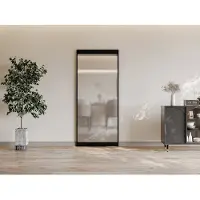 Vente-unique Schuifdeur met weggewerkte rails - Aluminium en mat gehard glas - 93 x 210 cm - TORIPA