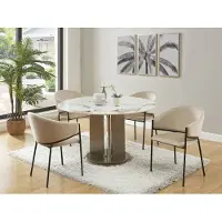 Vente-unique Set van 2 stoelen met armleuningen van fluweel en zwart metaal - Beige - ORDIDA
