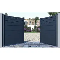 Vente-Unique.nl Draaipoort in aluminium - L. 305 x H. 181 cm - Antraciet - BAZIO