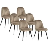Vente-Unique.nl Set van 6 stoelen ELEANA - Fluweel en zwart metaal - Beige