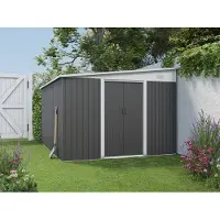 Vente-unique Antracietgrijs metalen tuinhuisje in gegalvaniseerd staal 9,76 m² - DAXTON
