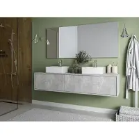 Vente-unique Hangend wastafelmeubel - Betongrijs - L150 cm - ISAURE II