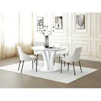 Vente-unique Ronde eettafel voor 4 personen van mdf - Wit gelakt - VIALETA