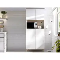 Vente-unique Keukenbuffet WAJDI - 4 deuren en 1 nis - Wit en eiken