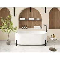 Vente-unique Wit ovaal losstaand bad met zwarte poten - 160 x 73,5 x 59 cm - ALONSA