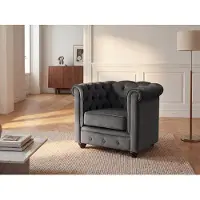 Vente-Unique.nl Fauteuil CHESTERFIELD - fluweel - antraciet