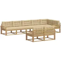 vidaXL Buiten bank set 6 st Wit en Beige Polyester