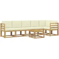 vidaXL Buiten bank set 7 st Wit en crèmekleurig Polyester