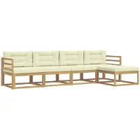 vidaXL Buiten bank set 4 st Wit en crèmekleurig Polyester