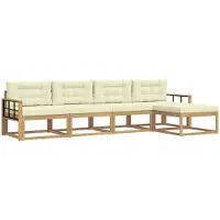 vidaXL Buiten bank set 4 st Wit en crèmekleurig Polyester