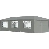 vidaXL Partytent 900 x 300 x 255 cm Lichtgrijs PE en staal