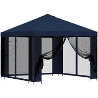 vidaXL Tuin gazebo met zijwanden 3 x 3 m Blauw Polyester en Staal