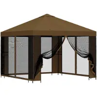 vidaXL Tuin gazebo met zijwanden 3 x 3 m Taupe Polyester en Staal